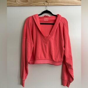 FP Movement Cropped Hoodie V-Neck Athleisure Women Size Medium Pink